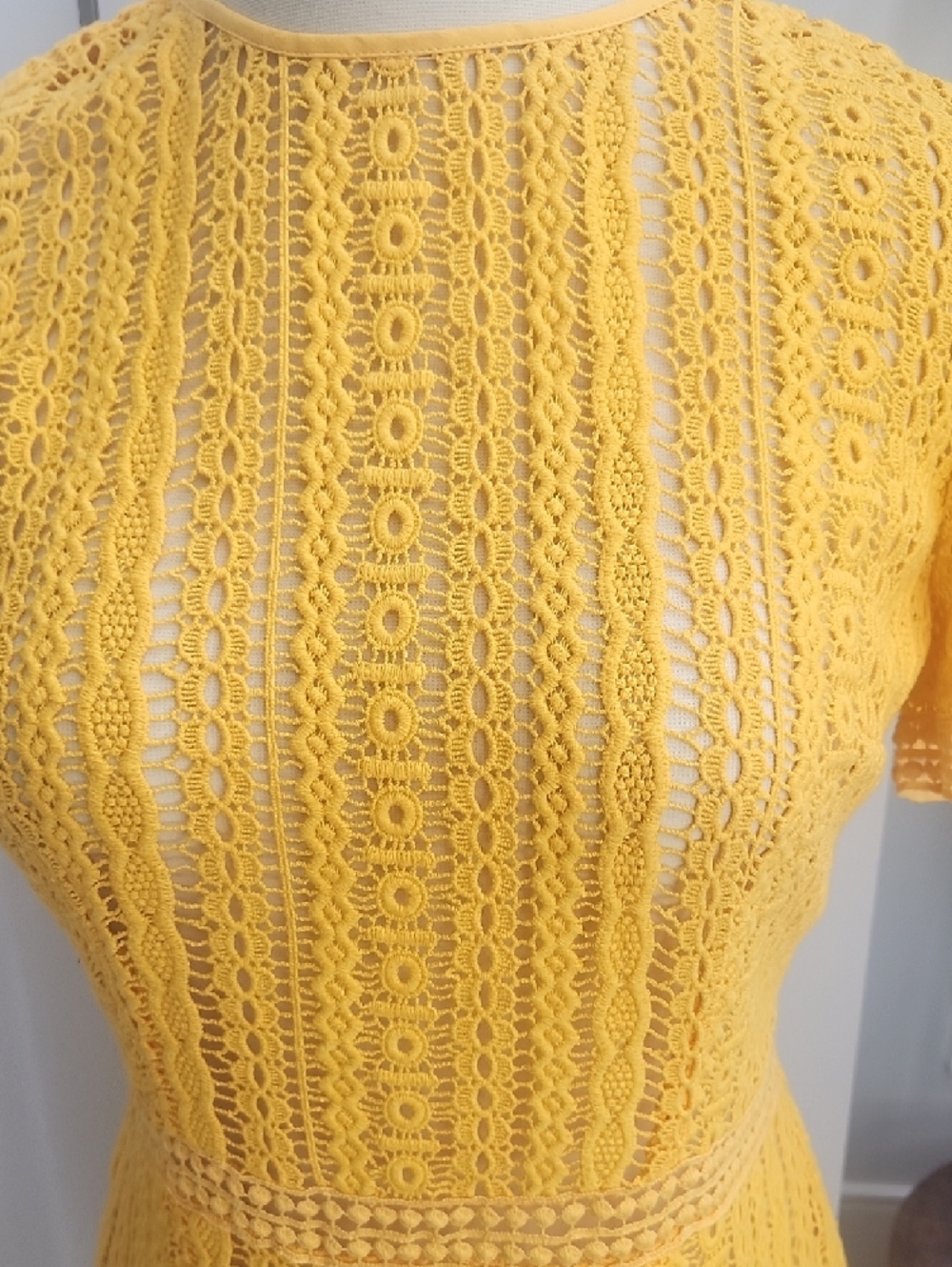 Michael Kors Bright Yellow Lace Mini Dress - Picture 3 of 9